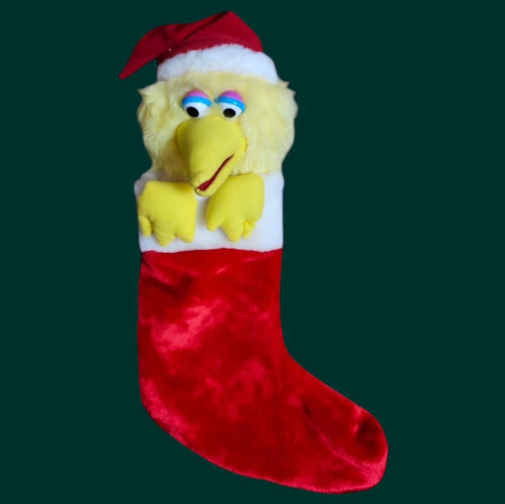 Vintage Sesame Street BIG BIRD Plush Furry Christmas Stocking ~ Jim Henson